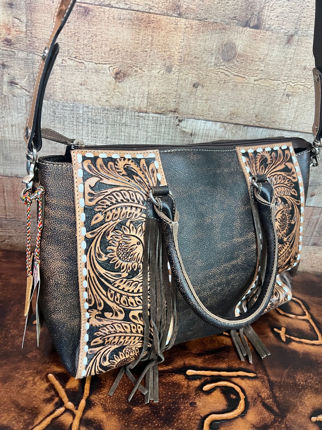 Tooled Satchel Conceal Carry Bag