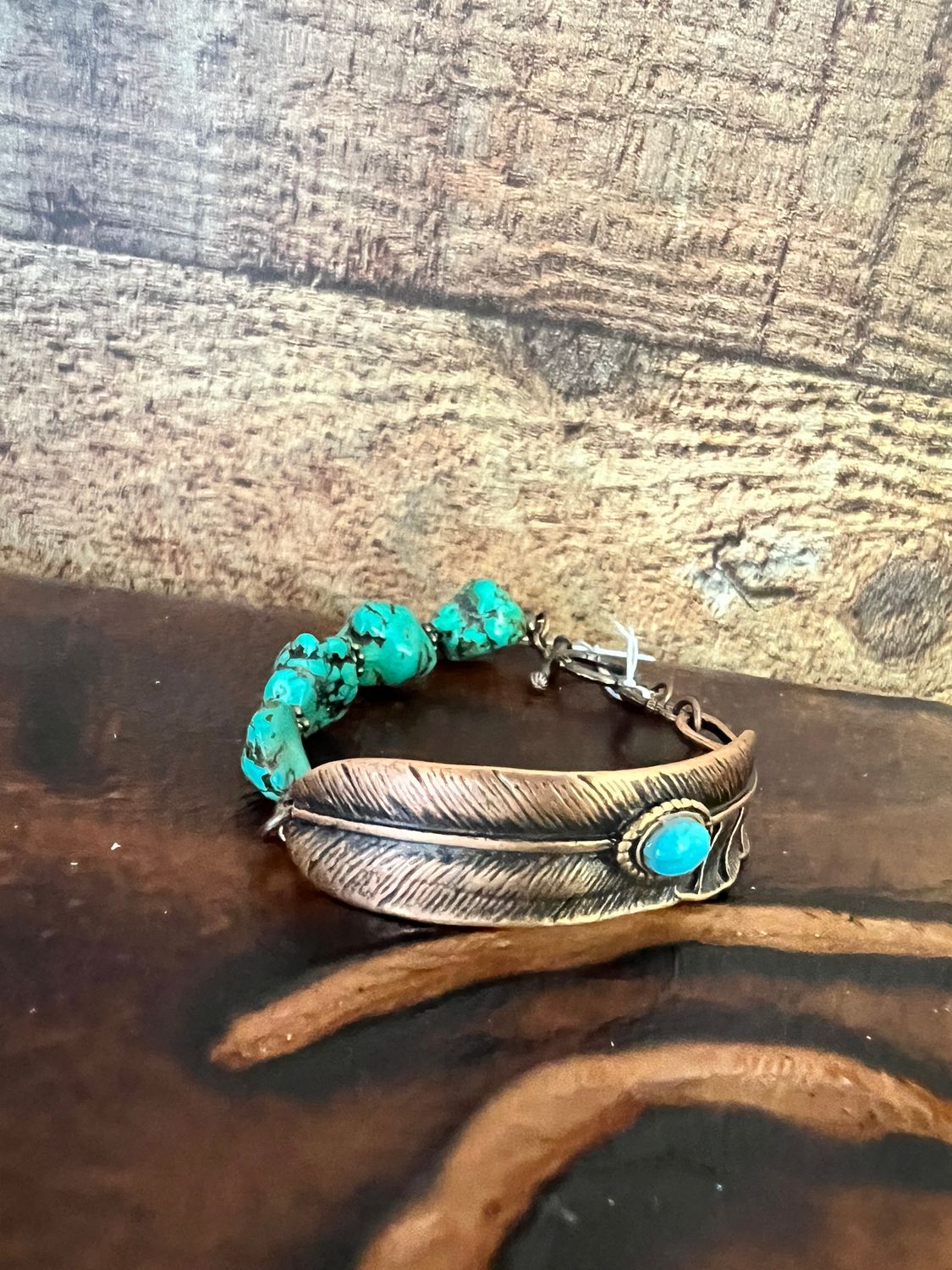 Turquoise Feather Beaded Bracelet