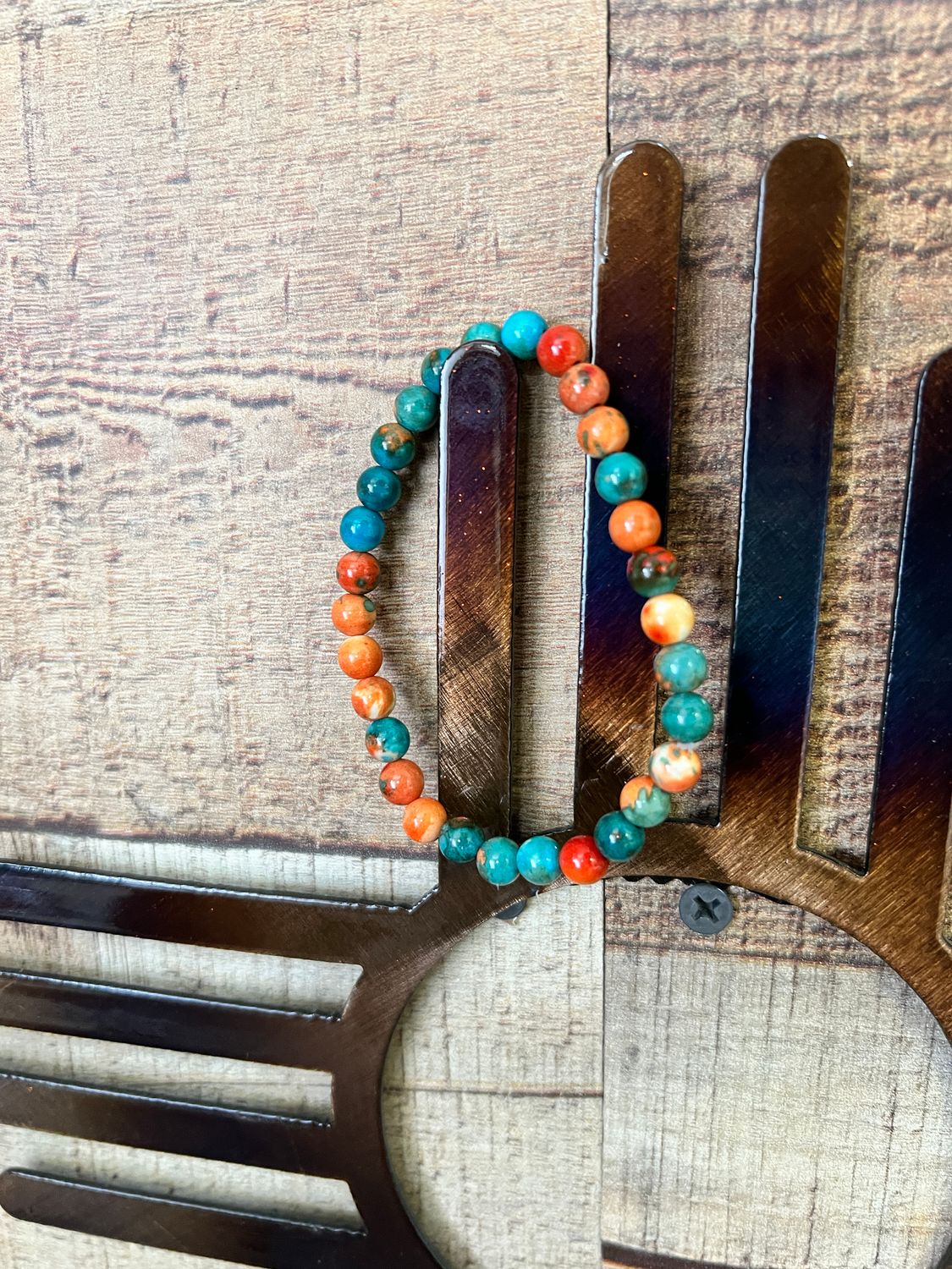 Multi-Colored Turquoise Stretch Beaded Bracelet