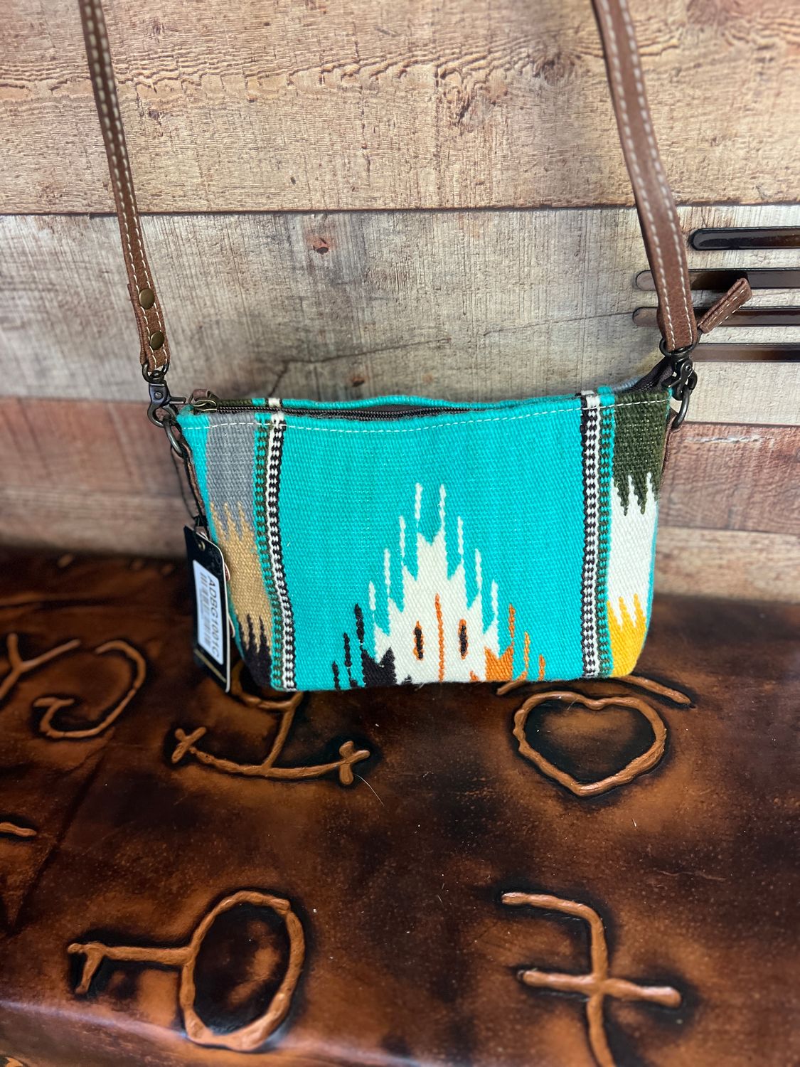 Turquoise Blue Aztec Crossbody Bag