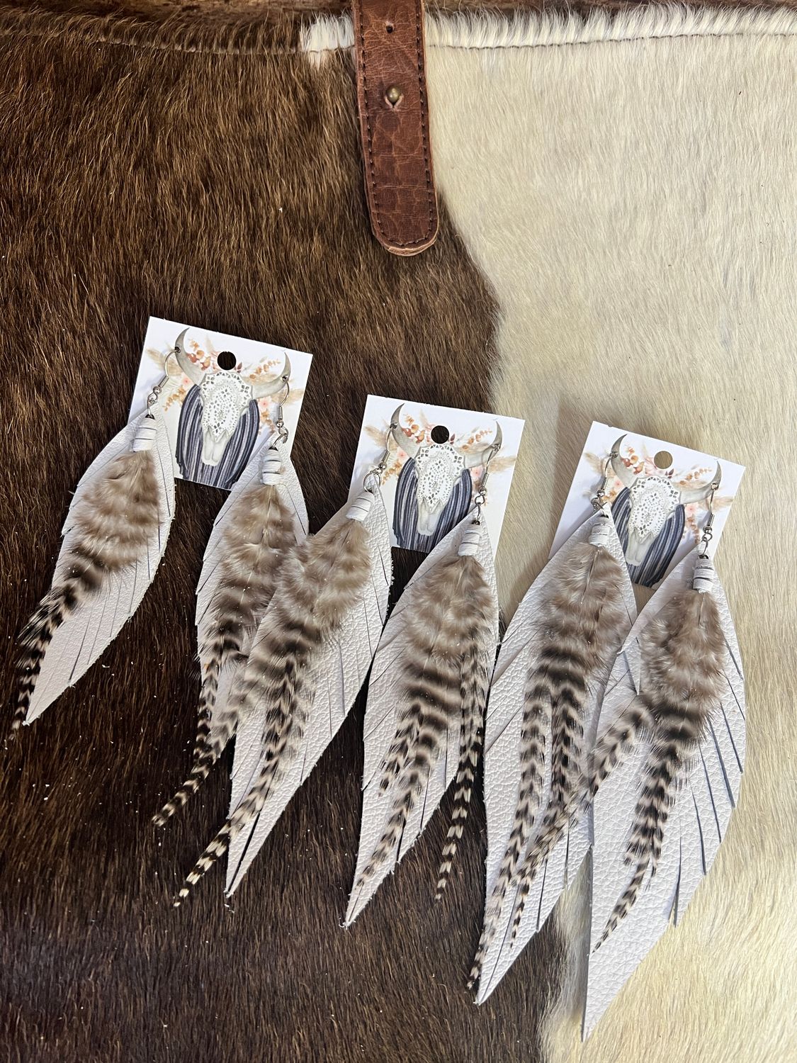 Clancy Feather Earrings | White - 5 inches