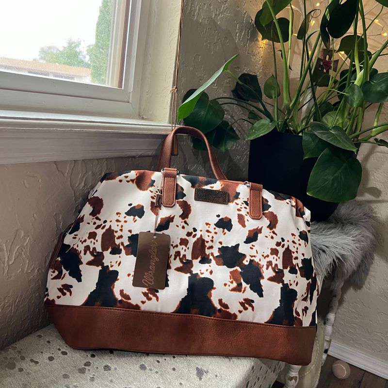 Wrangler Brown Cow Print Weekender Bag