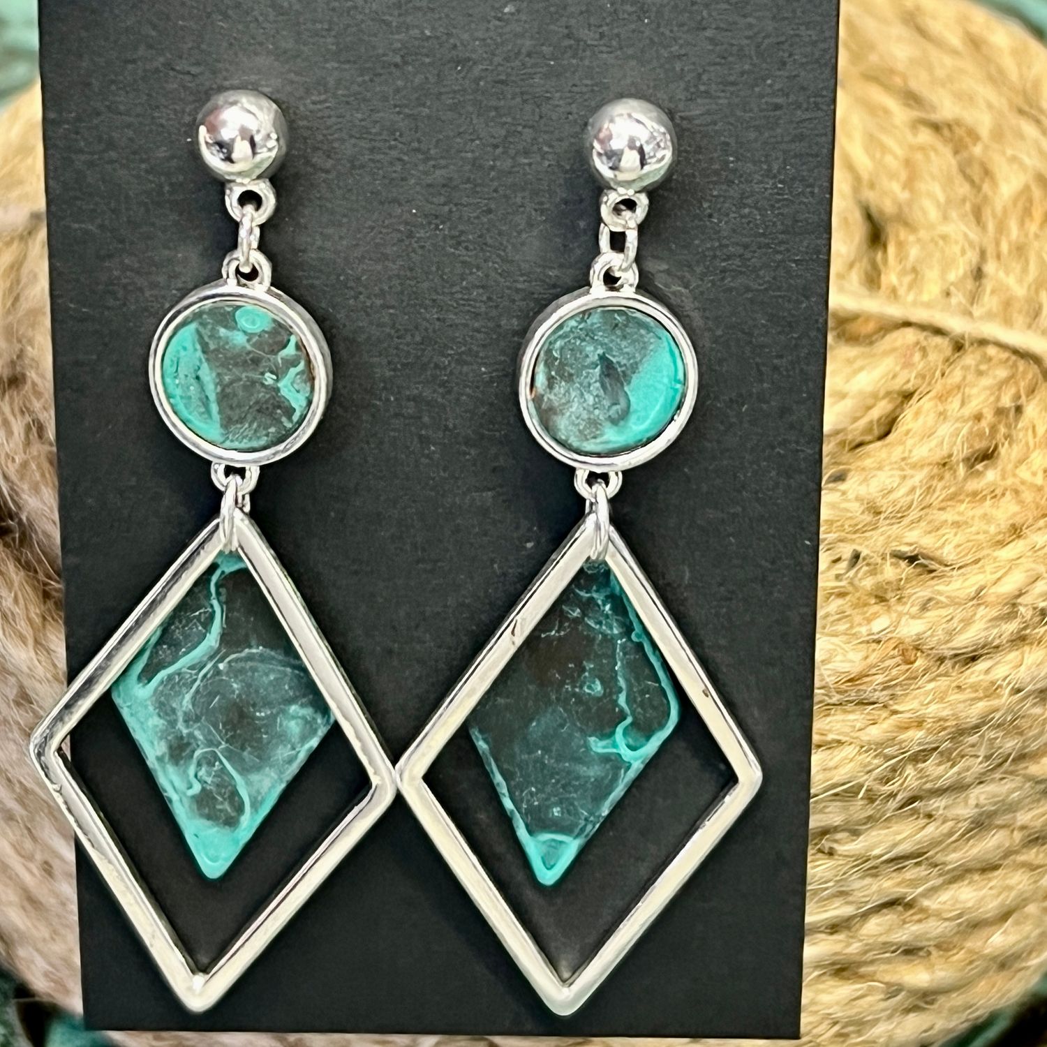 Silver Diamond Drop Earrings 