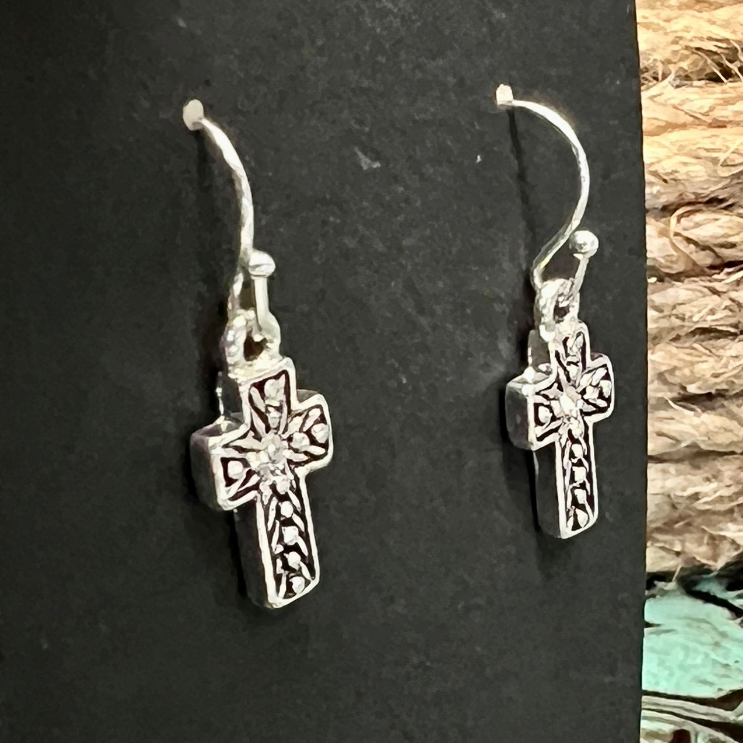 Antique Silver Cross Earrings