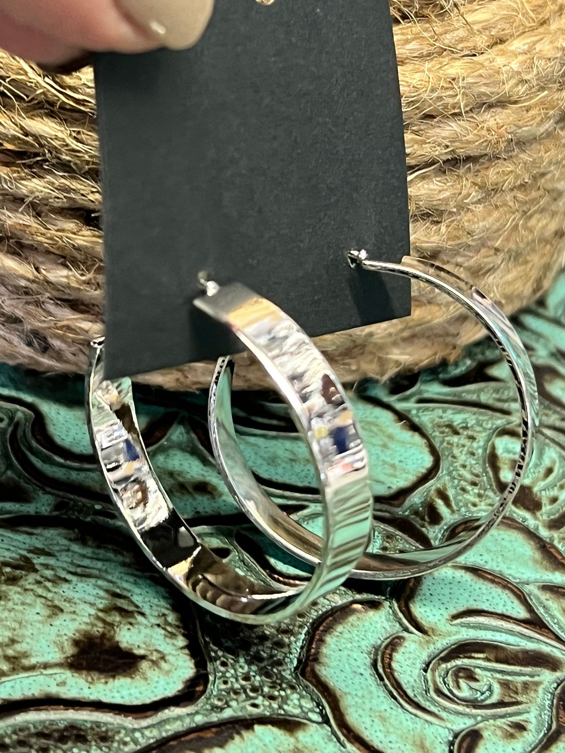 Large Silver Flat Hoop Earrings