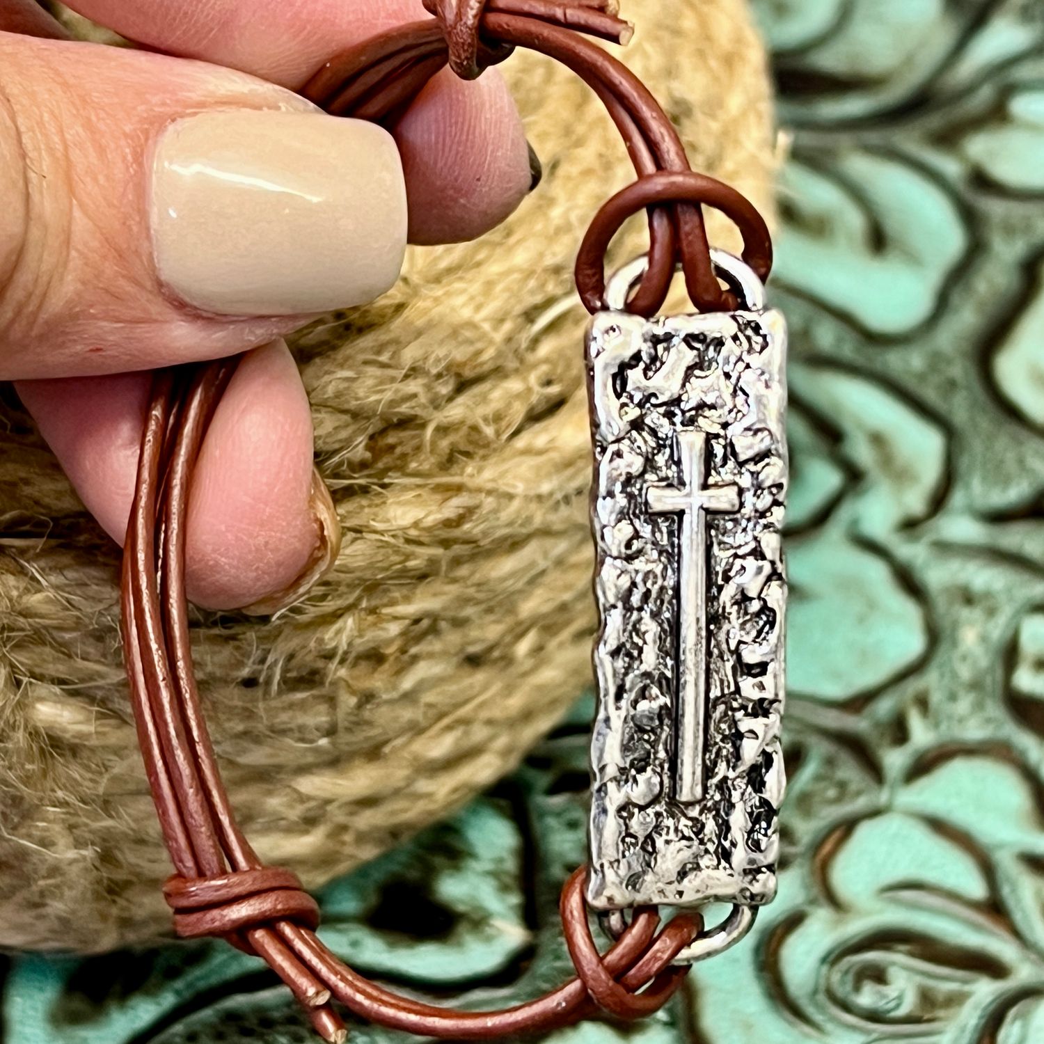 Cross Adjustable Leather Bracelet
