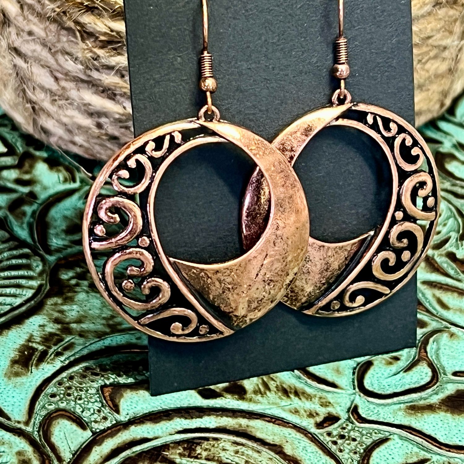 Copper Wild Spirit Circle Earrings