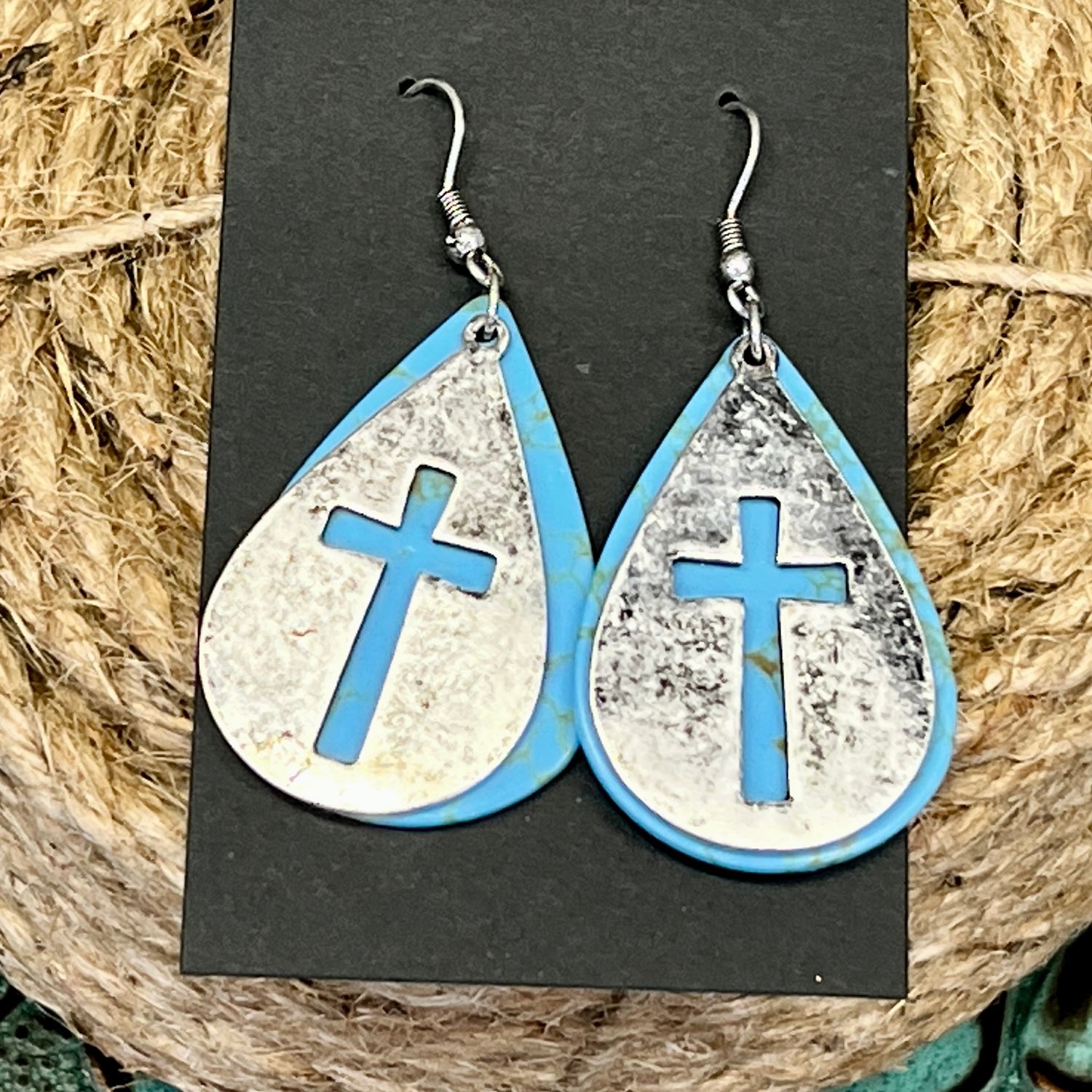 Turquoise Cross Earrings
