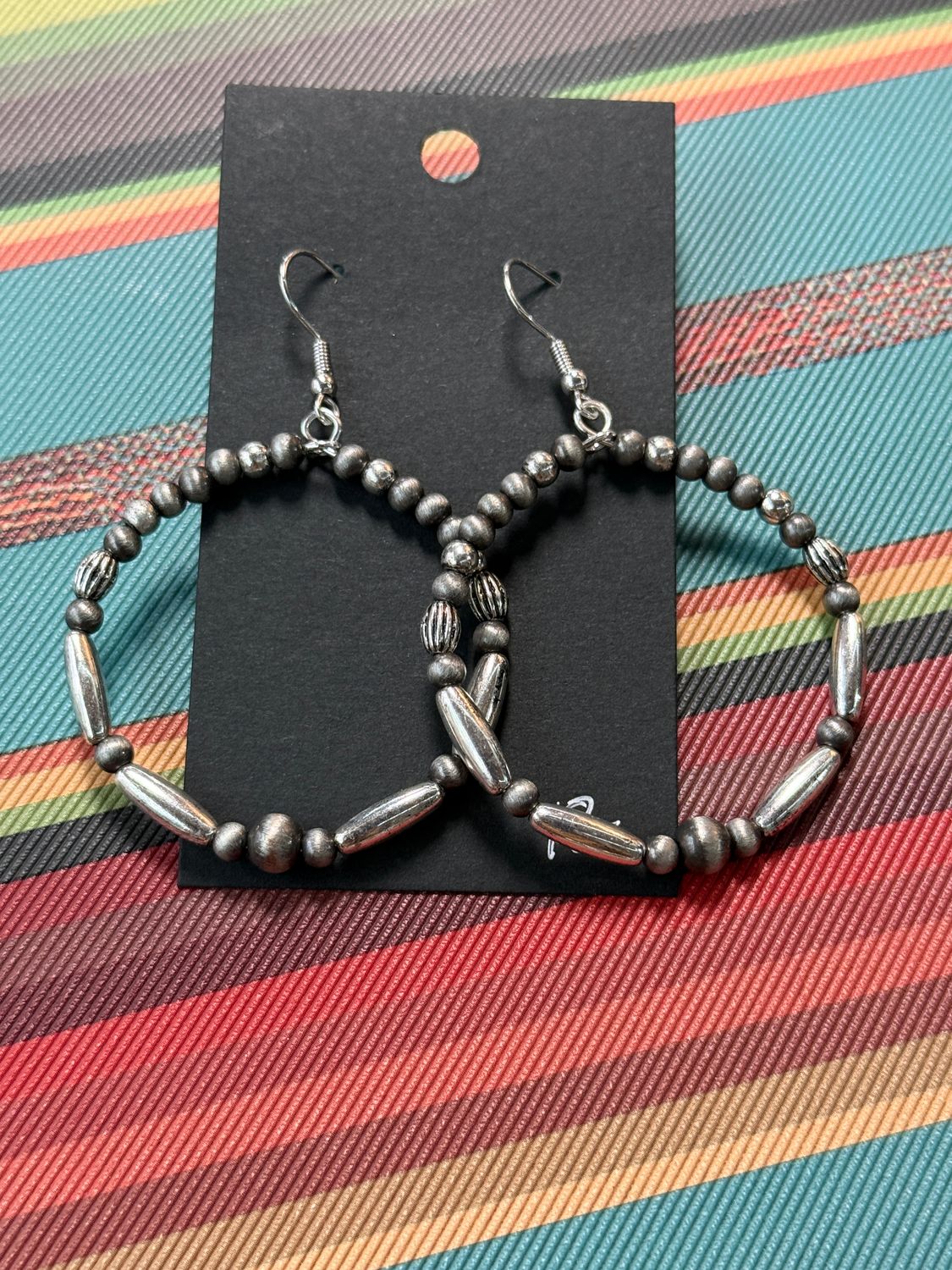 Silver Bead Round Earrings