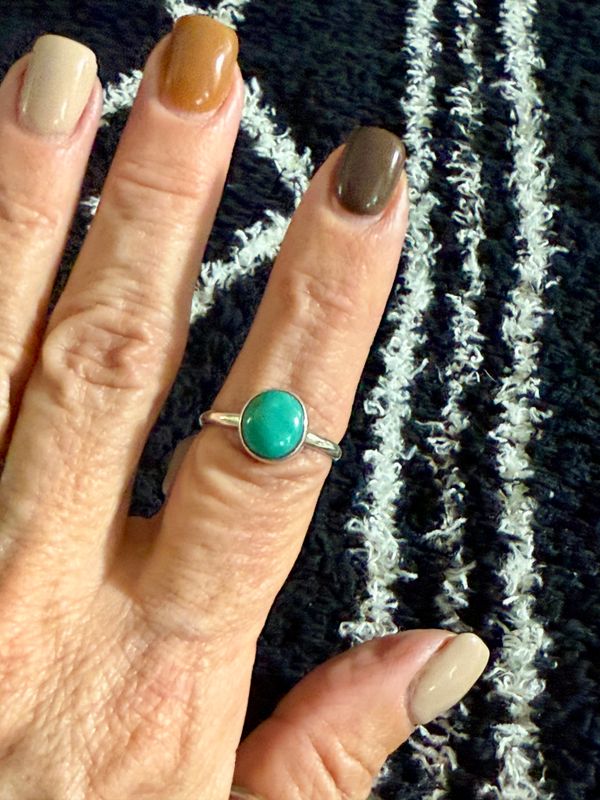 Teal Turquoise Sterling Silver Ring Size 7