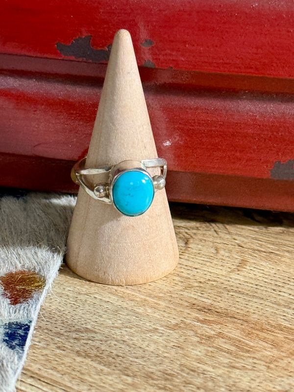 Turquoise Stone Sterling Silver Ring Size 6