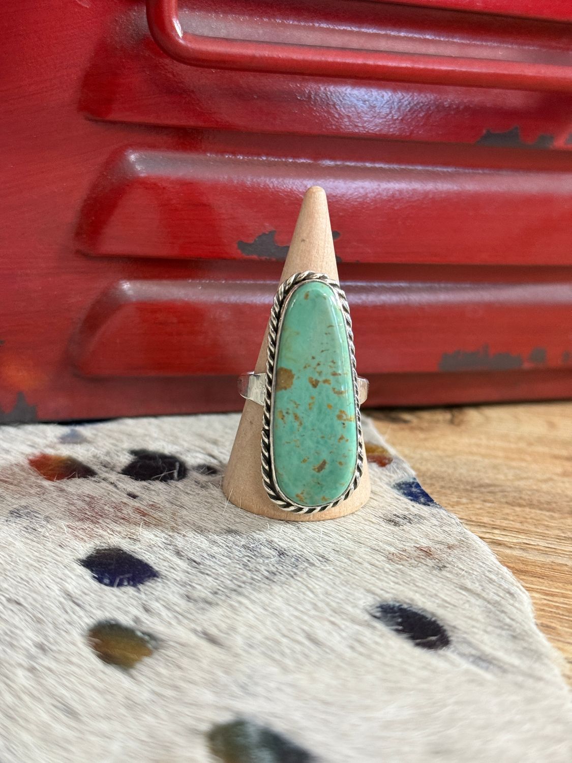 Authentic Teal Turquoise Sterling Ring Size 8