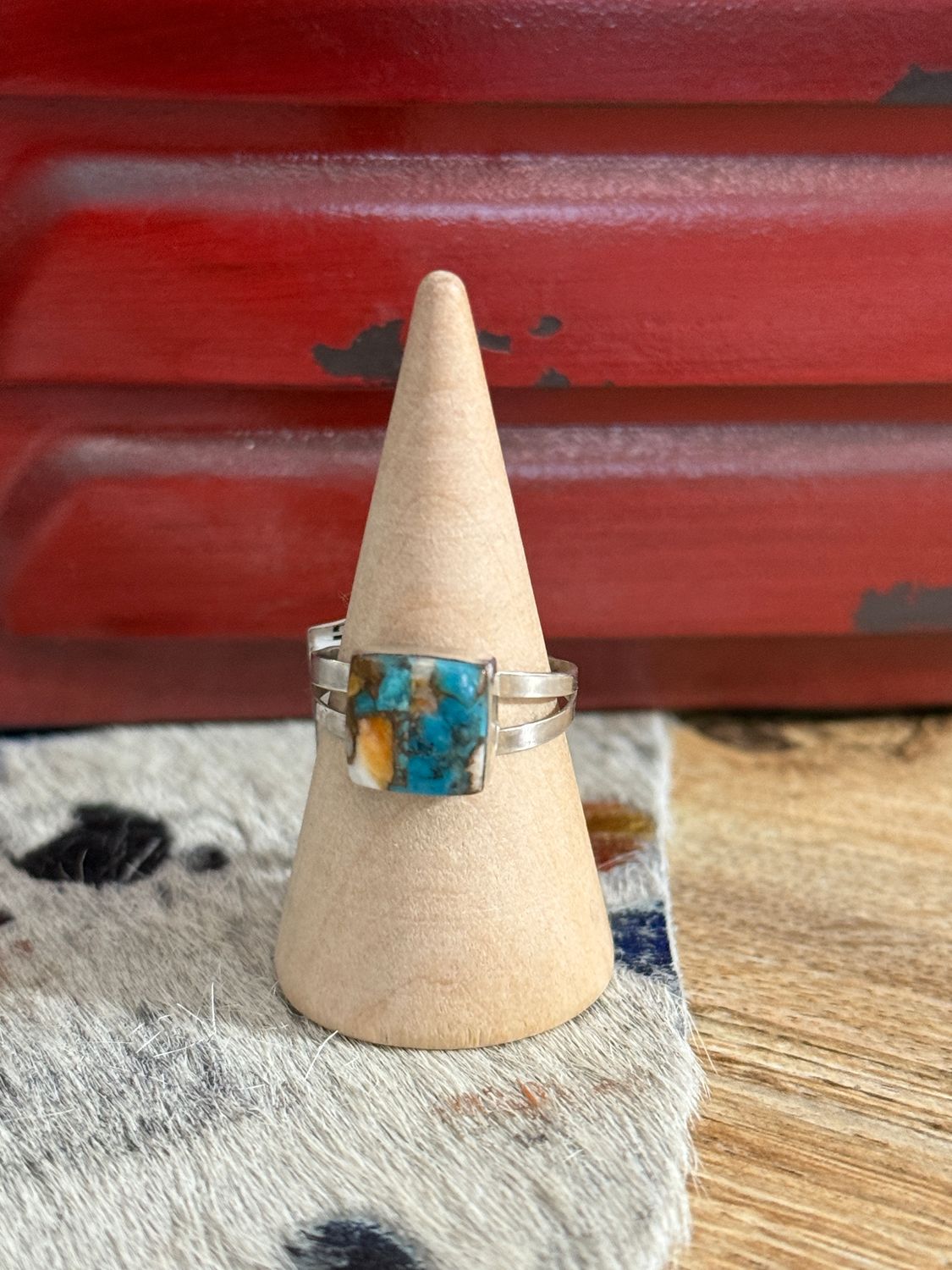 Authentic Multicolor Turquoise Sterling Ring 6.5