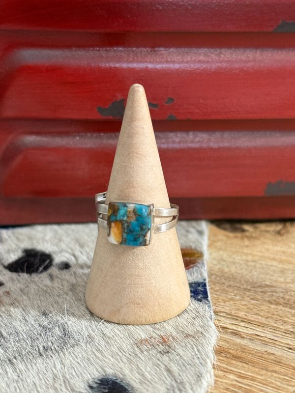 Authentic Multicolor Turquoise Sterling Ring 6.5