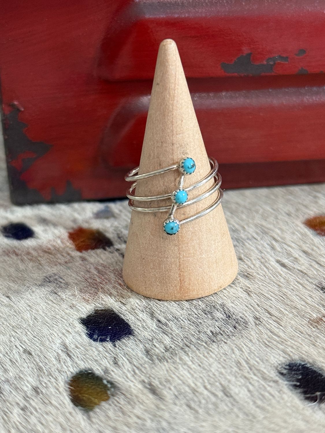 Authentic Triple Stone Slant Sterling Ring