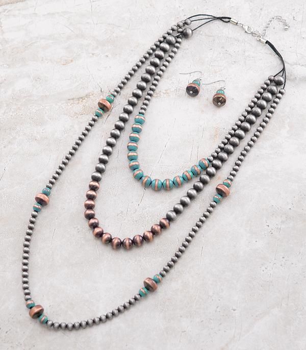 Fashion Navajo Pearl Bead Layered Necklace Set