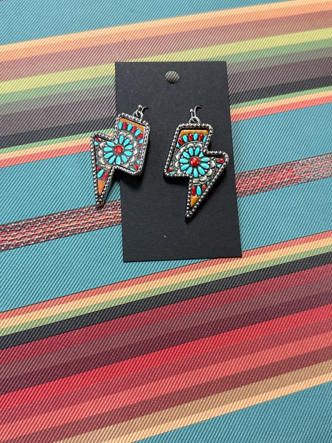 Turquoise Concho Bolt Earrings