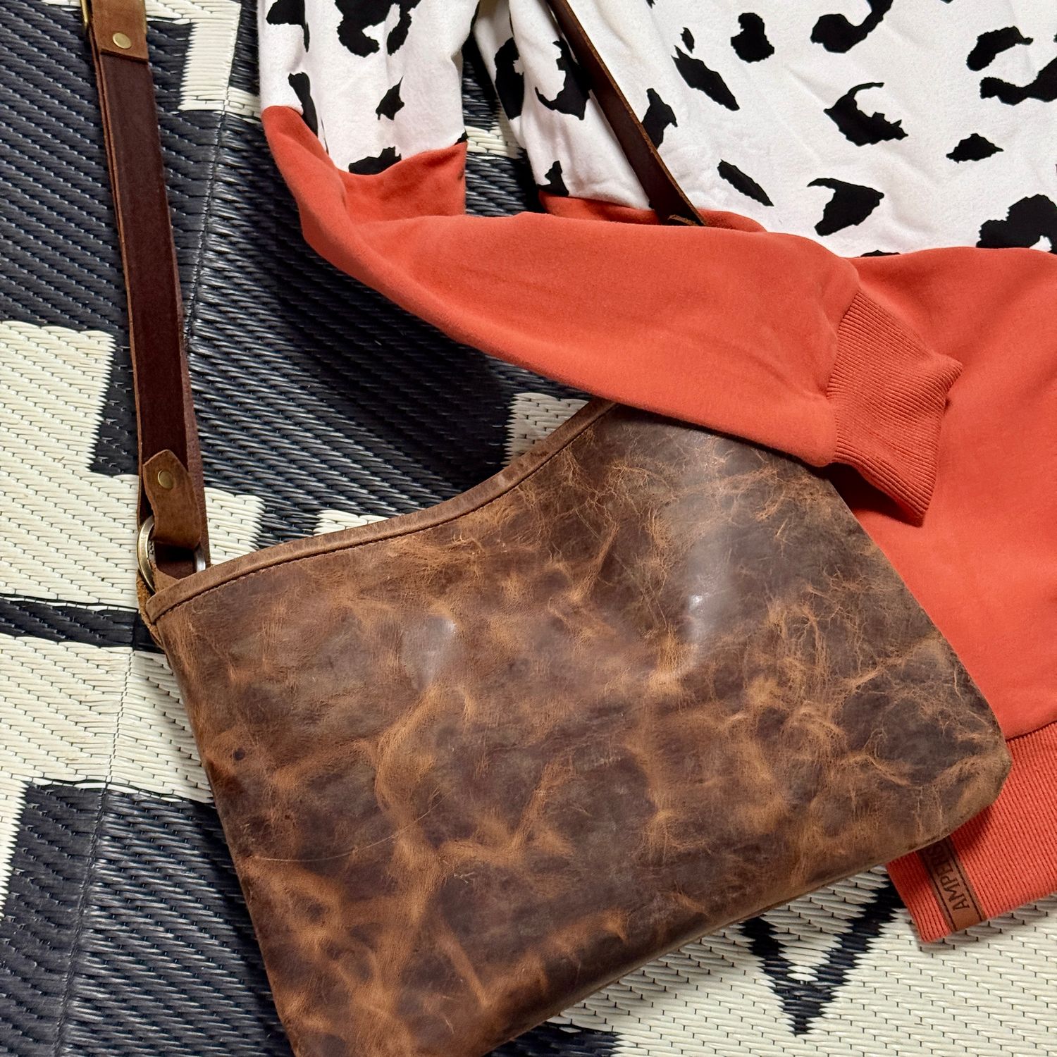 Washed Caramel Hide Luna Crossbody Bag