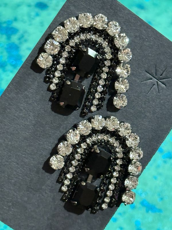 Bling Black Mini Baby Jumbo Earrings