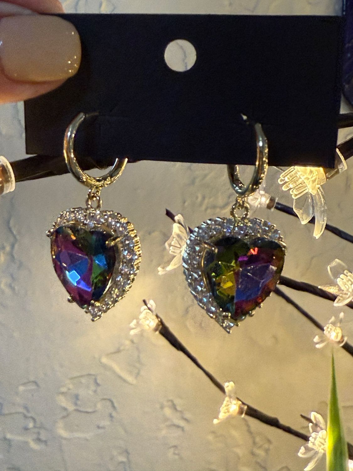 Bling Heart Hoop Earrings 