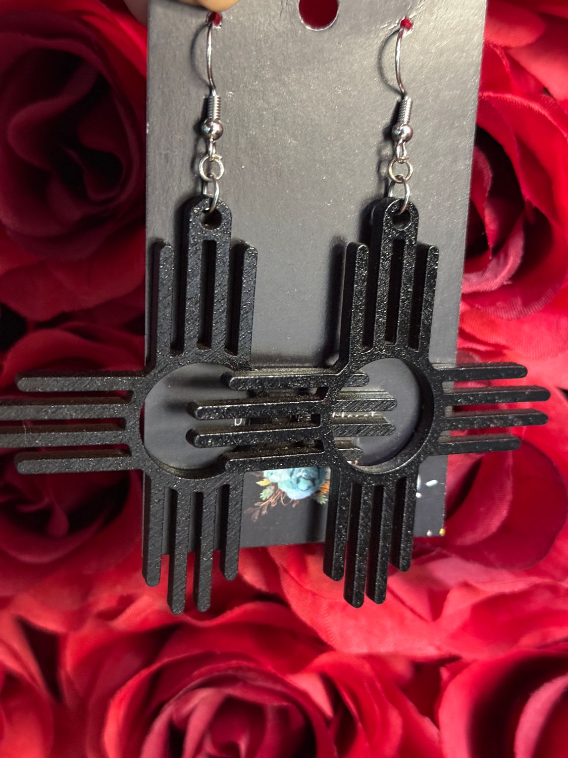 3&quot; Zia Black Dangle Earrings