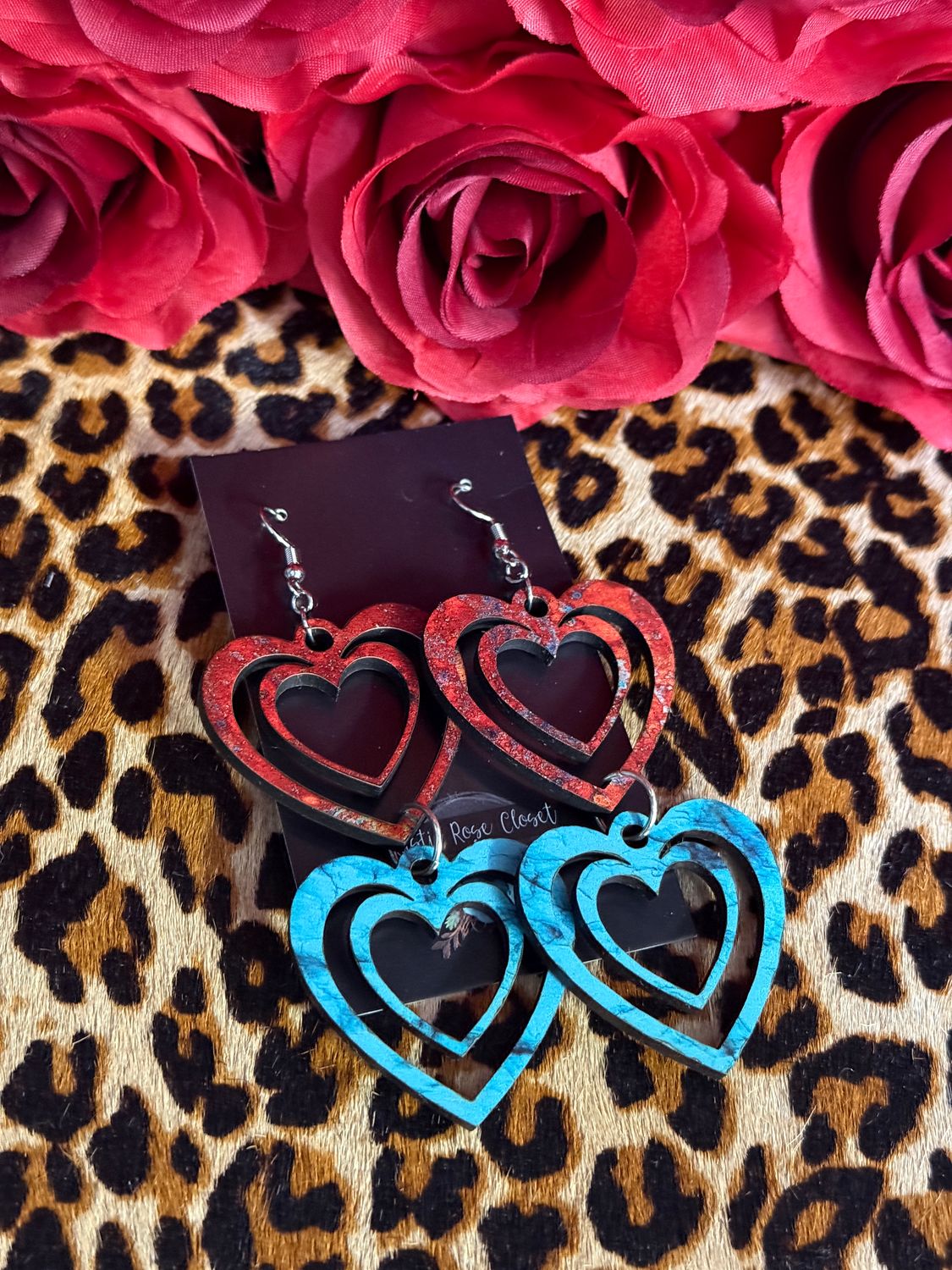 Patina Heart Dangle Earrings
