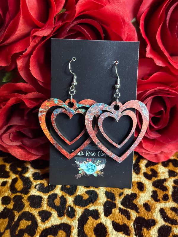 Patina Single Heart Dangle Earrings