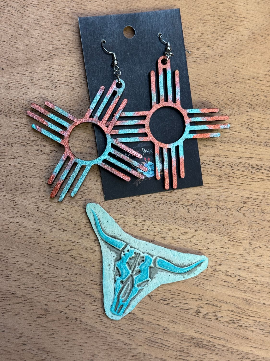 3&quot; Patina Painted Zia Earrings