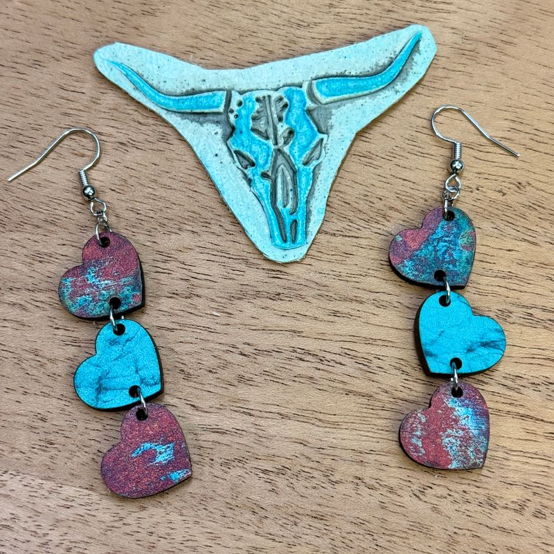 Patina Triple Heart Earrings