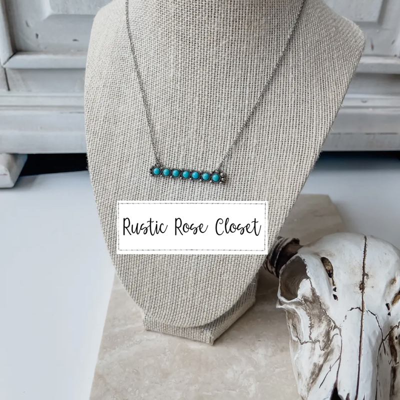 Western Beaded Bar Necklace - Turquoise