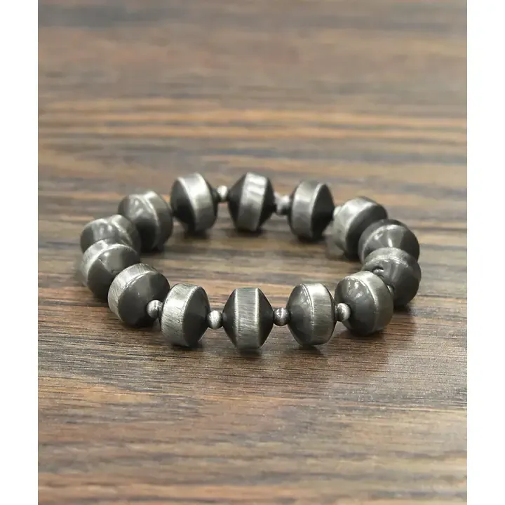 Handmade Rondelle Navajo Bead Stretch Bracelet 