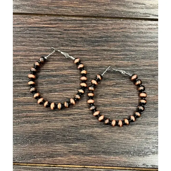 Copper Navajo Bead Hoop Earrings 720220