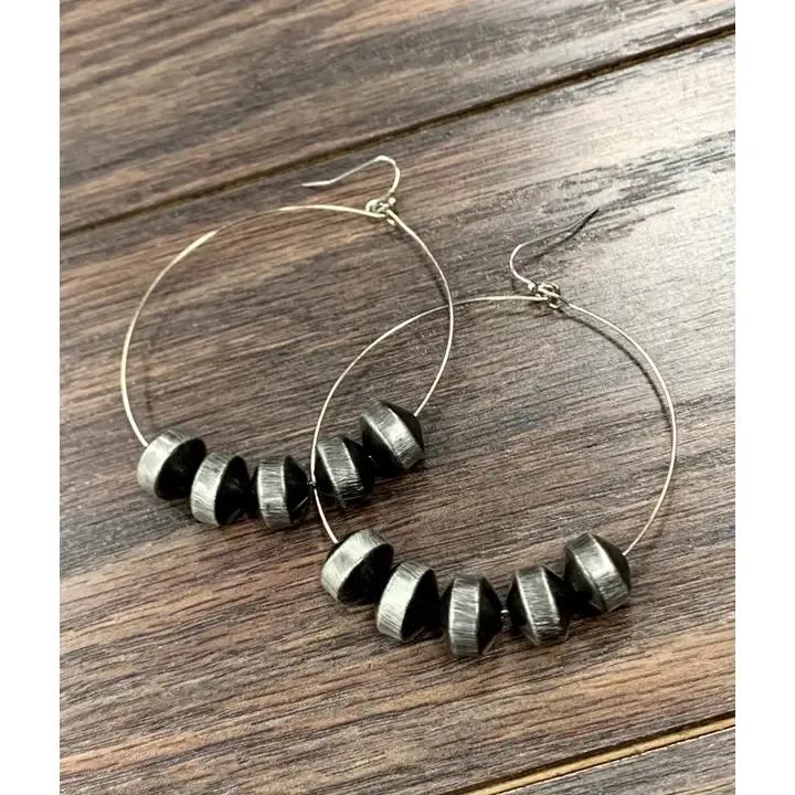 Rondelle Navajo Bead Hoop Earrings  723041