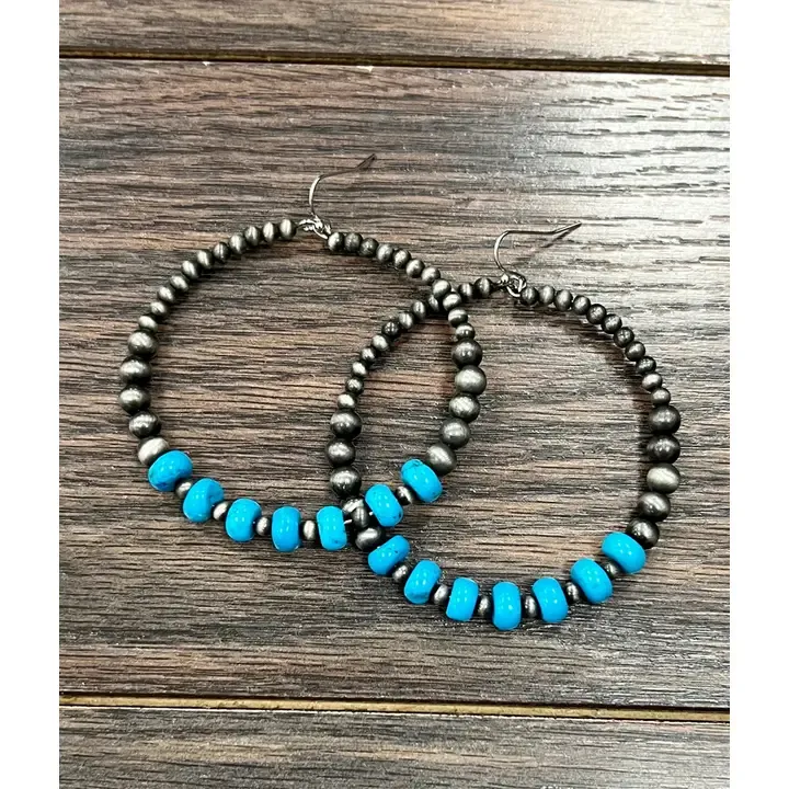 Handmade Navajo Turquoise Hoop Earrings