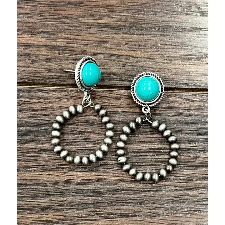 Navajo Bead Hoop Post Earrings 