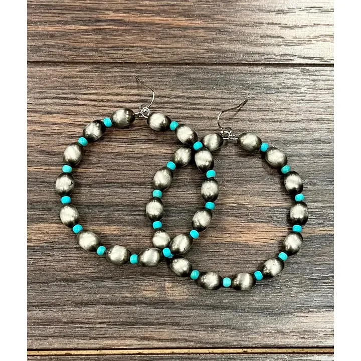  Handmade Oval Navajo Bead Hoop Earrings