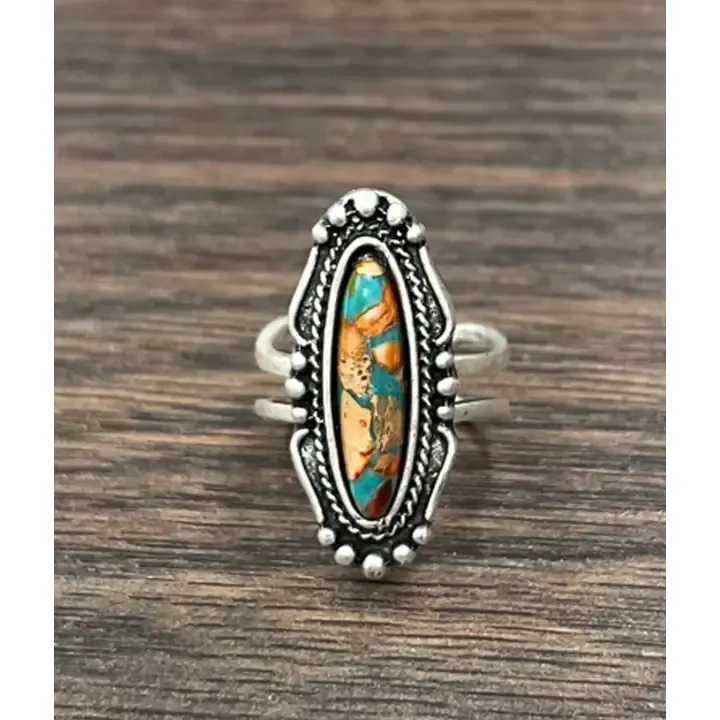 Patina Gemstone Adjustable Ring 