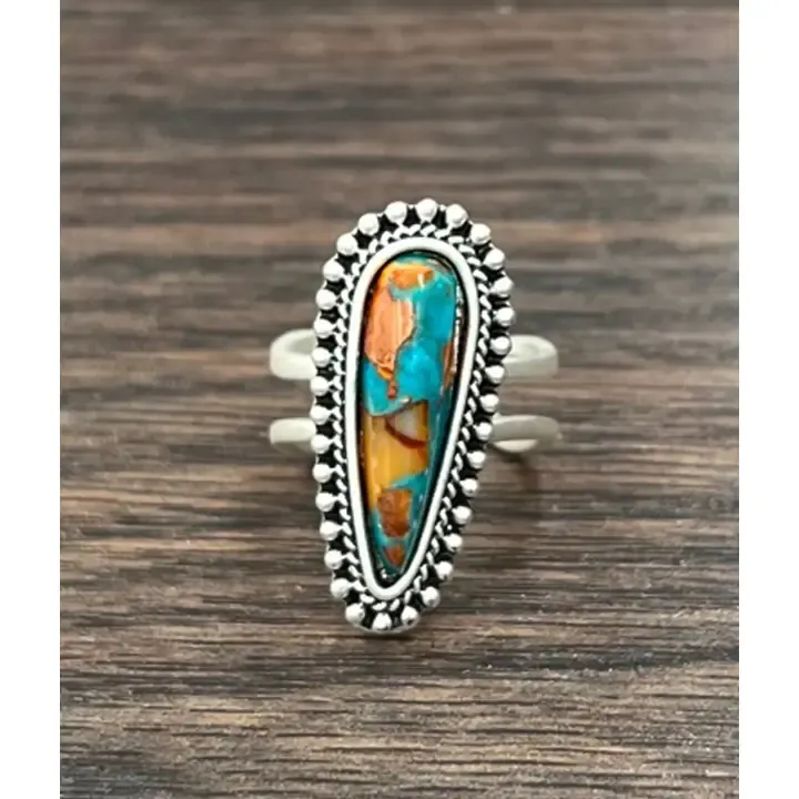 Teardrop Gemstone Adjustable Ring 