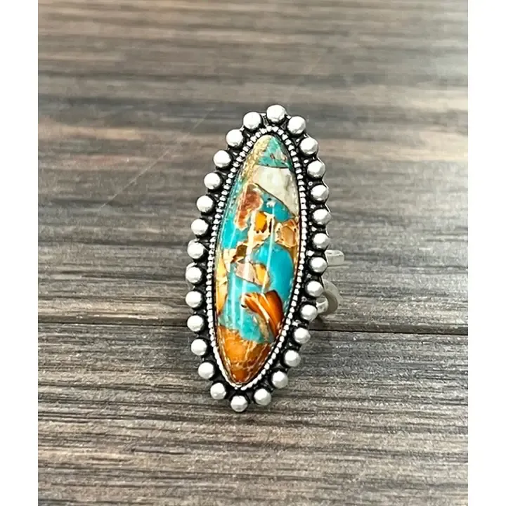 Oval Gemstone Adjustable Ring 