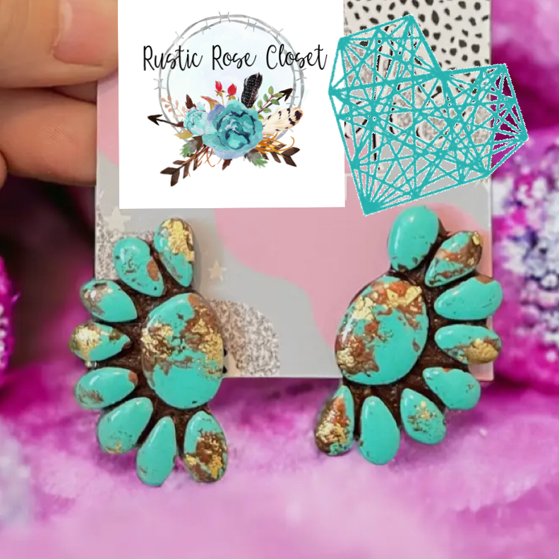 Mini Henley Earrings- Turquoise Stone