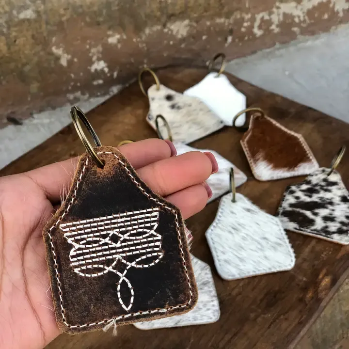 BootStitch II Vintage Cowhide &amp; Leather Keychain   