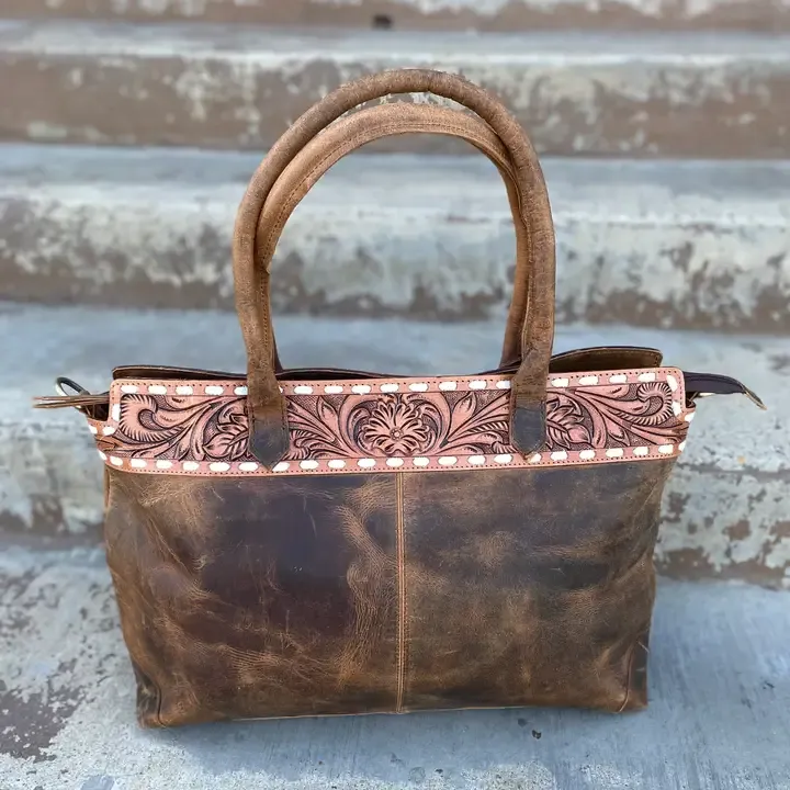 Nelly Rustic Tooled Leather Purse   