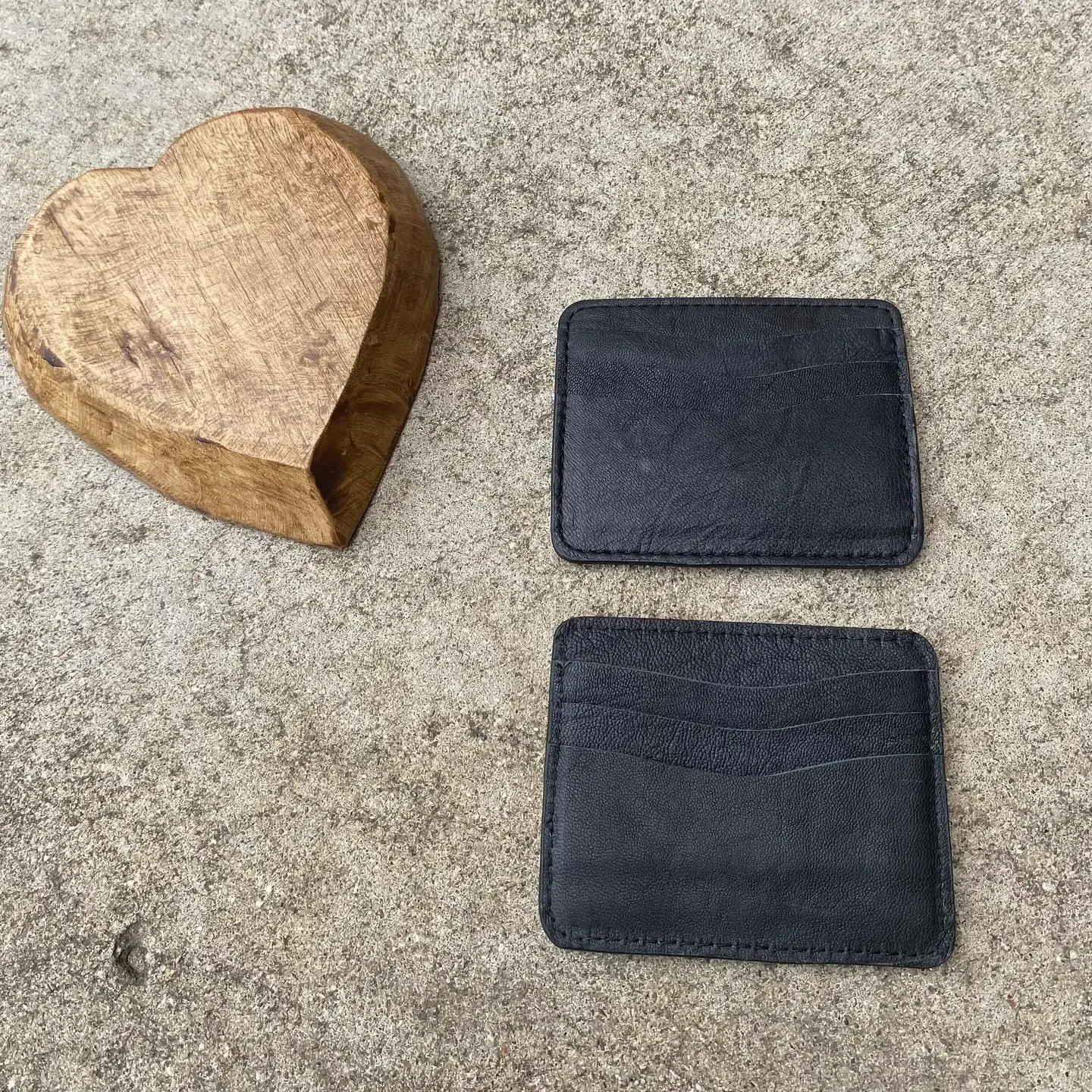 Black Leather Cowhide Credit Card Wallet 