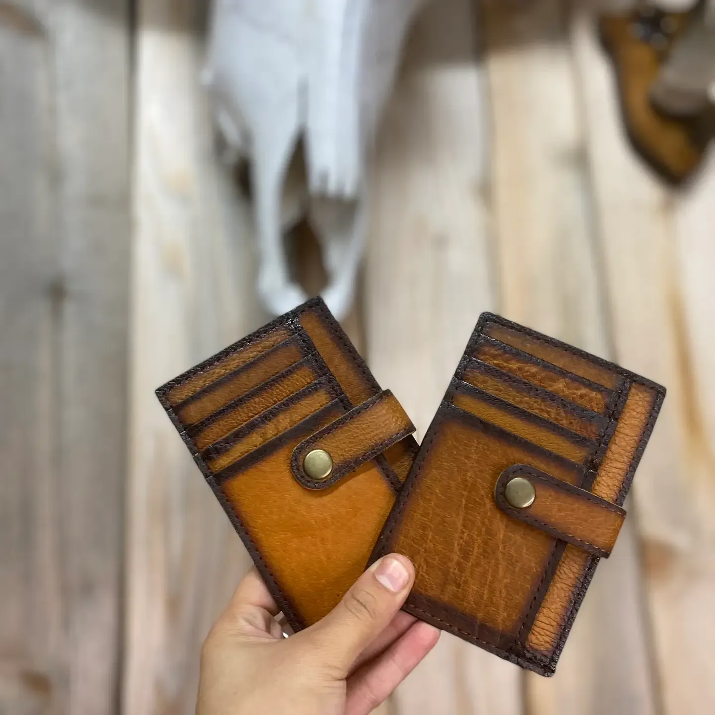 Burn Leather credit card wallet
