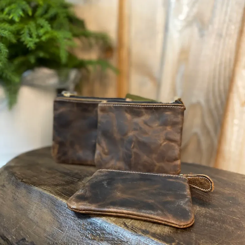 Vintage Plain Leather Coin Pouch   