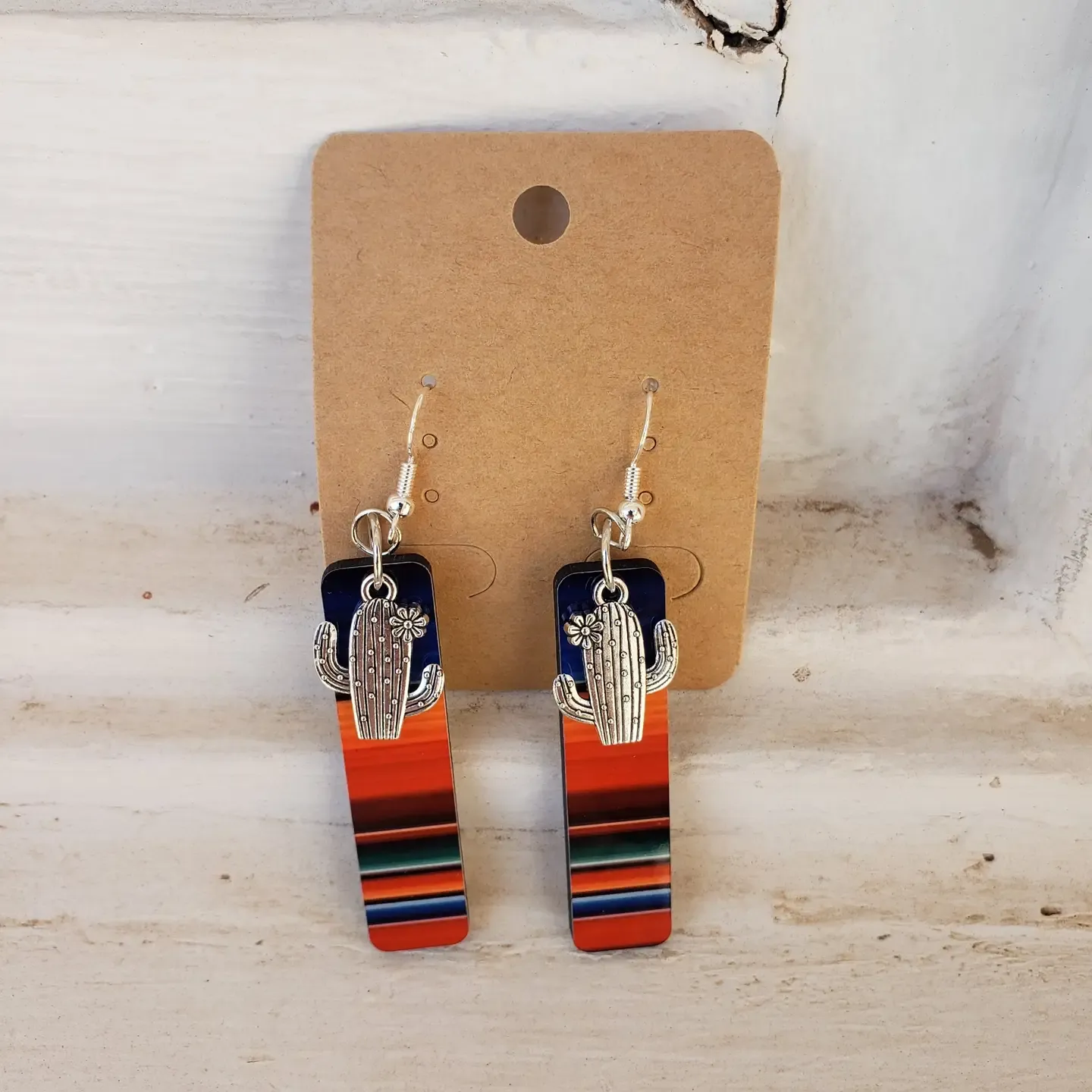 Cactus Serape Earrings, Southwestern Earrings, Desert Style