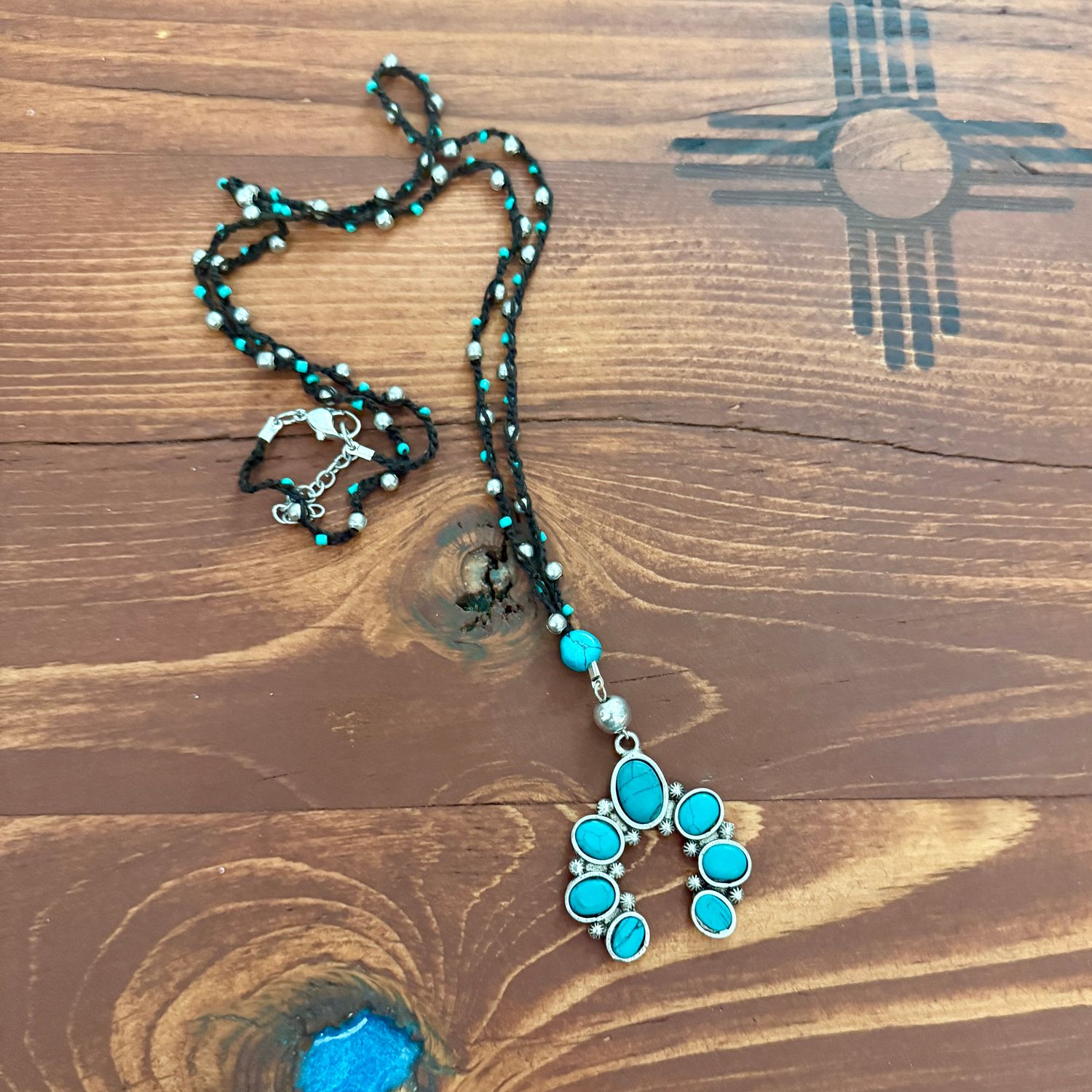 Turquoise Mesa Squash Blossom Necklace