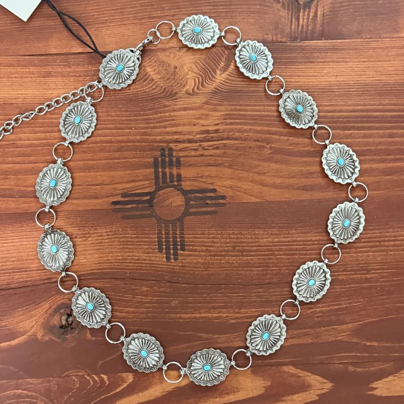 Turquoise Grail Concho Belt-Large