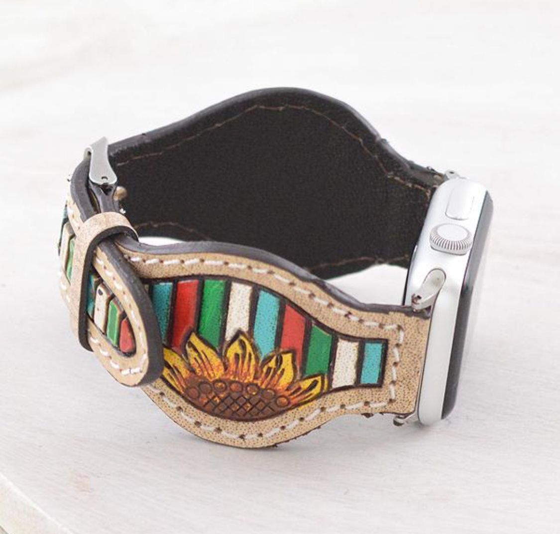 Leather Watchband - Sunflower 42/44/45