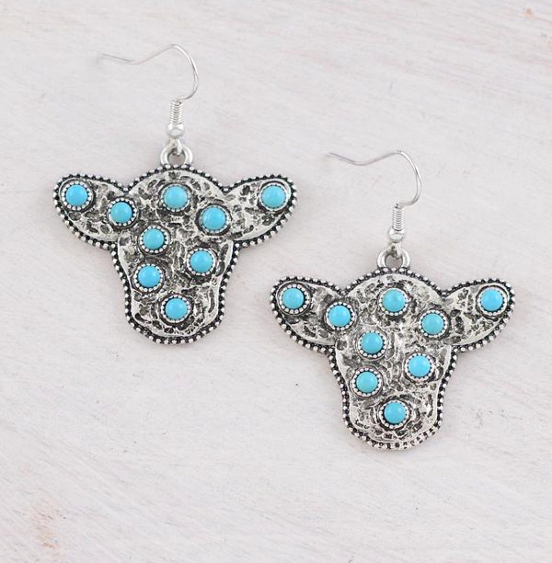 Turquoise Cow Earrings